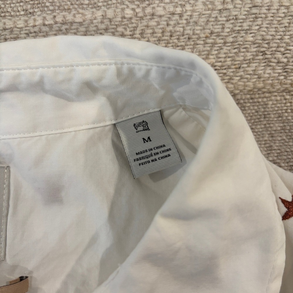 NWT Scotch & Soda Maison Scotch Embroidered Star Shirt Cream Copper M FLAWED - Picture 5 of 7